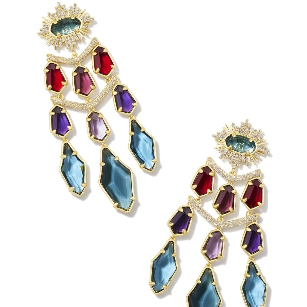 Kendra Scott Alexandria Gold Tiered Statement Earrings in Multi Mix